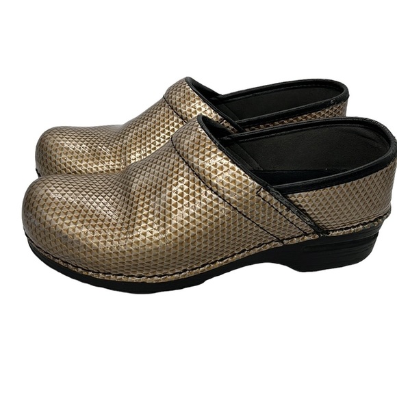 Dansko Gold Geometric Pattern Clogs - Picture 2 of 7